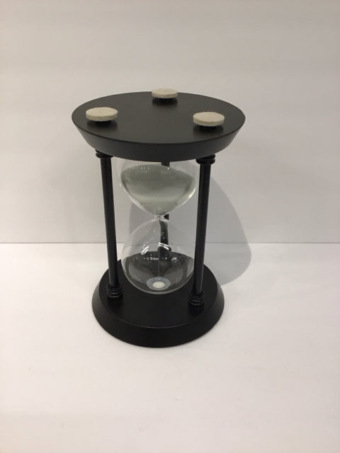 Black Metal Hourglass w/White Sand