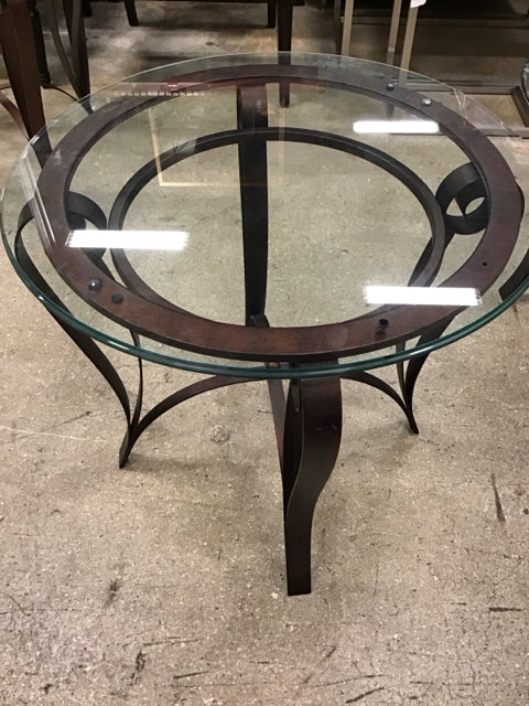 26" Glass & Bronze Color End Table
