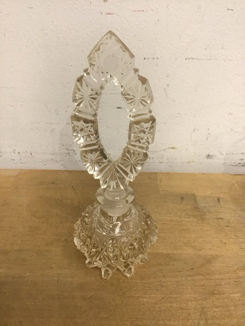 7" Vintage Cut Glass Perfume Bottle