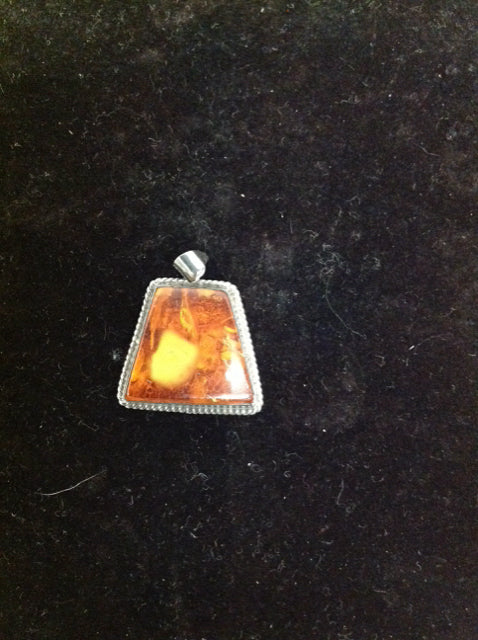 Amber & Silver Pendant
