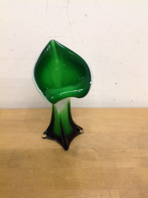 Vase- 8" Green Art Glass