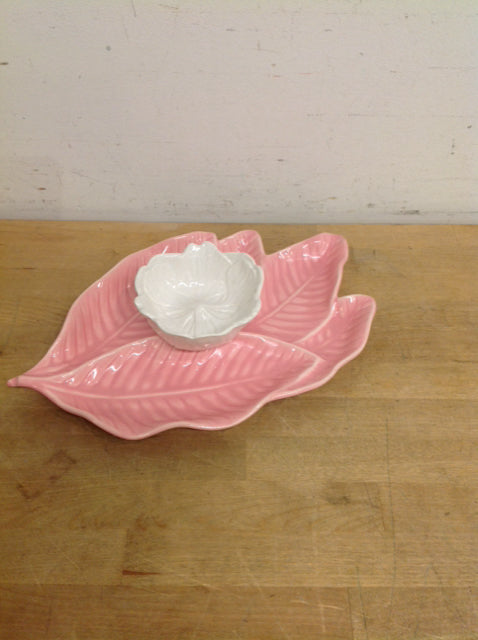 Pink Leaf Ceramic Platter