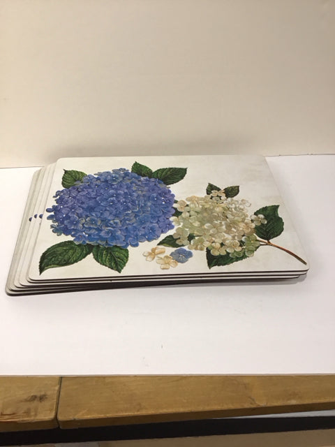 Set/8 Benson Mills Cork Placemats w/Hydrangeas