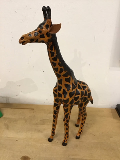 30" Leather Giraffe Statue