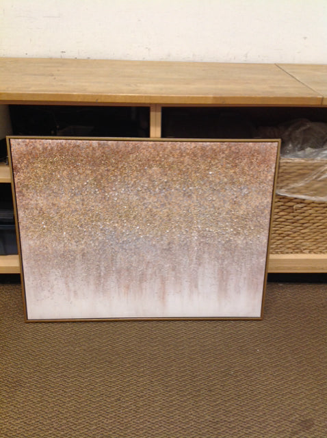 30x39.5 Framed Gold & Clear Stones Abstract