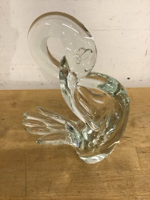 8.5" Clear Glass Swan Figure