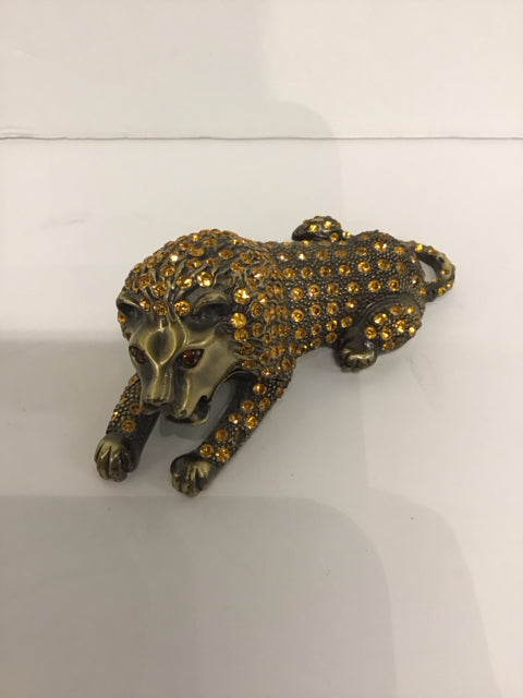 Godinger Silver Co. Lion Trinket Box AS-IS Missing Stone