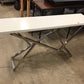 AS-IS 60" Uiversal Furniture White Silver Base Console Table