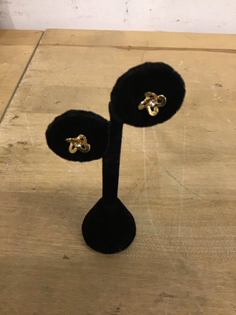 Goldtone Foral Rhinestone Earrings