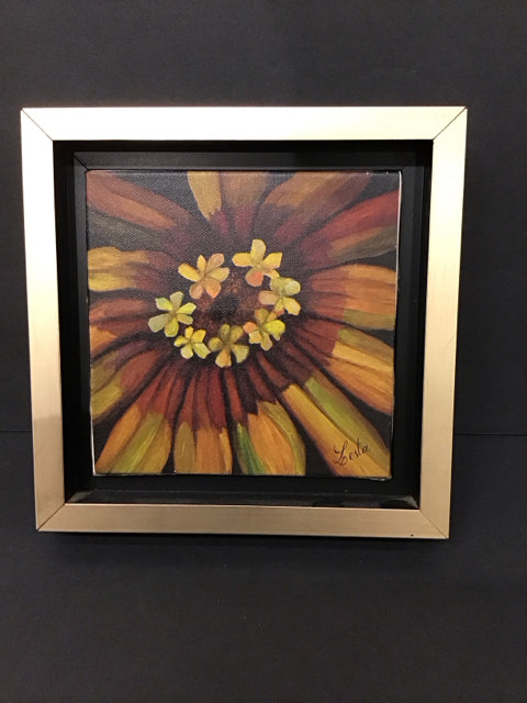 8"Sq Framed Lesta Frank Floral