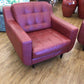 AS-IS Chateau D'AX Red Leather Arm Chair