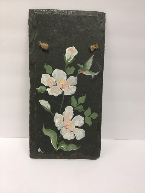 6x12 Flower Painted Slate Wall Decor