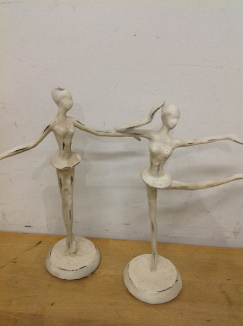 11" Pair Of White Metal Ballerinas