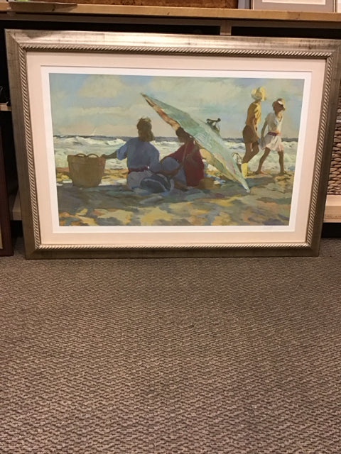 45"x34" Beach Parasol Framed Art Signed