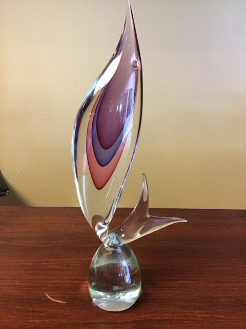 23" Murano Formia Dolphin Art Glass Signed
