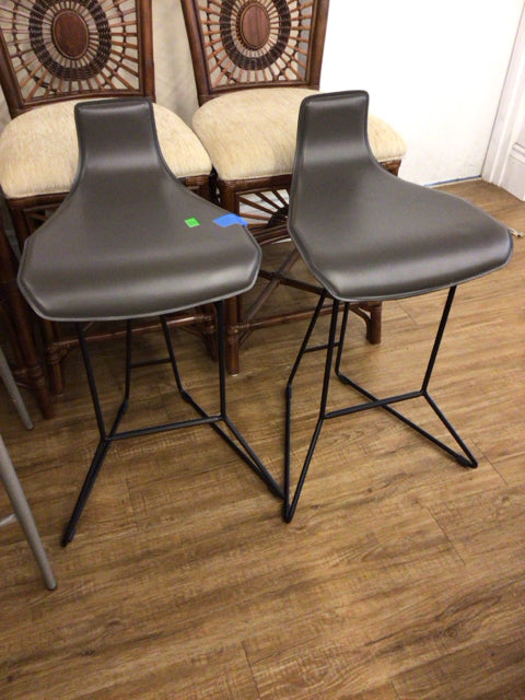 Pair Of Cattelan Italia Pepe Low Back Leather Counter Stools