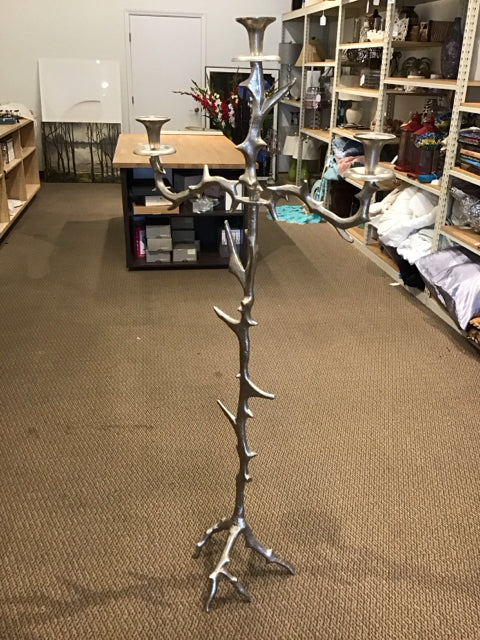 63" Silver Metal Branch 3-Candle Holders