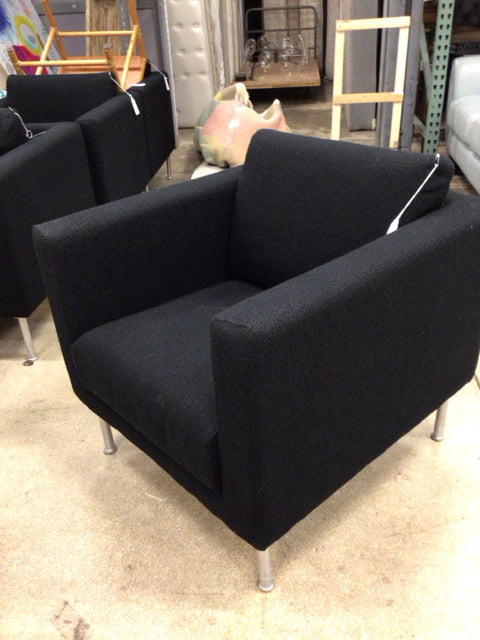 Black Upholstered Square Arm Chair