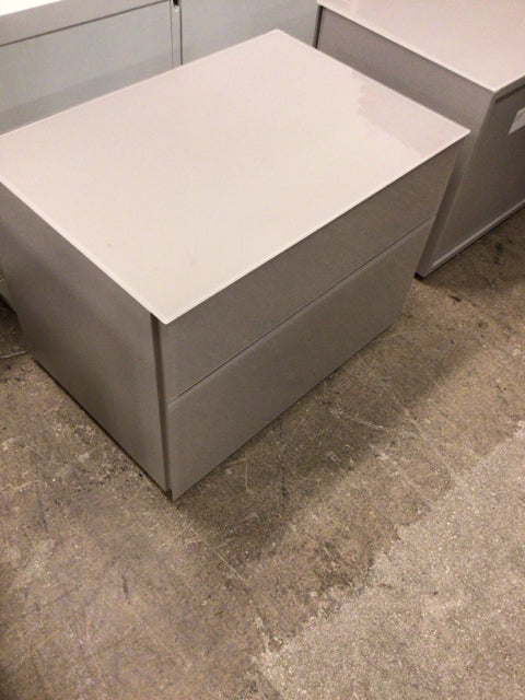 24" X 16 1/2" Grey Glass Two Drawer Nightstand