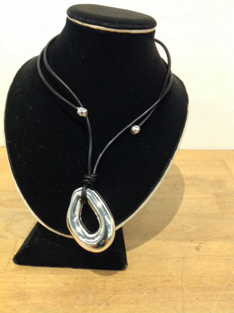 Leather Necklace w/Silver Pendant