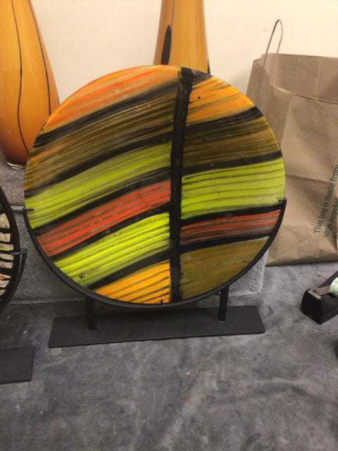 16 1/2" Murano Style Glass Charger On Stand