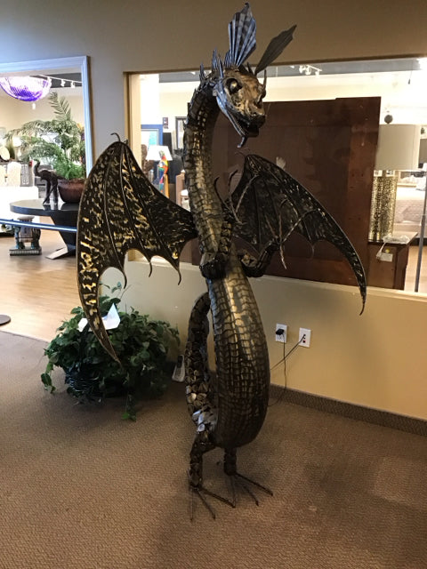78" Metal Dragon Sculpture