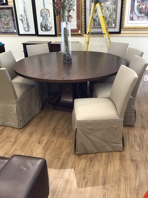 Set Of 8 Linen Shirted Chairs