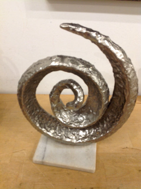 11" Silver Metal & Stone Sculpture