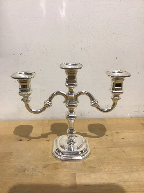 10"x9" Silvertone Metal 3/Candle Candlabra