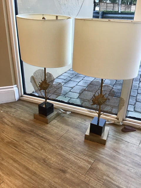 Pair Of 27" John Richard Sea Fern & Sea Shell Table Lamp