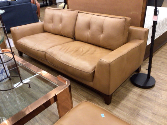 Havertys Caramel Phoenix Leather Sofa