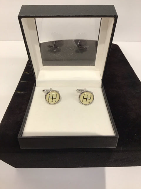 Silver Gear Shift Cufflinks