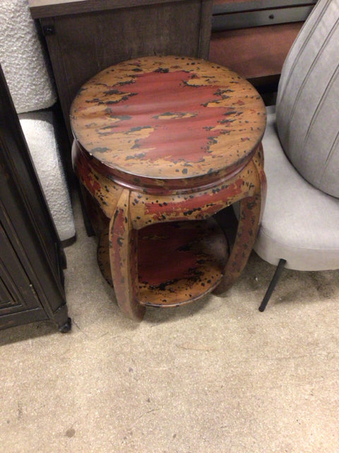 Distressed Asian End Table