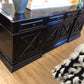 AS-IS Hooker Furniture Wood & Glass Media Console(Bubbling On Top)