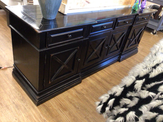 AS-IS Hooker Furniture Wood & Glass Media Console(Bubbling On Top)