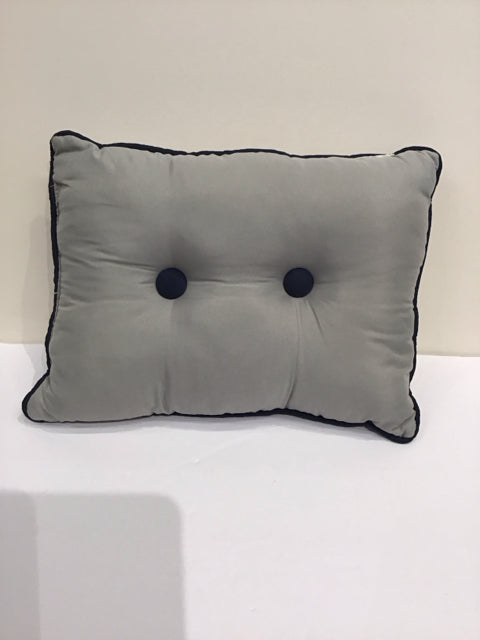 Grey Pillow w/Blue Buttons