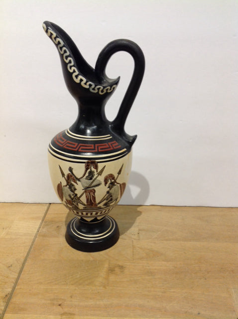 10" Painted Greek Ceramic Oil Vase