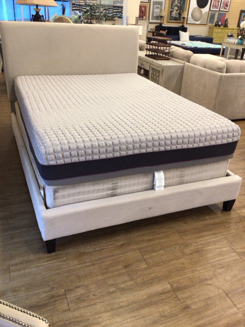 Beige Upholstered Queen Bed