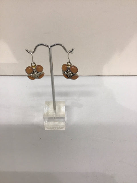 Silver Dangle Earrings w/Orange Spiny Oyster Shells
