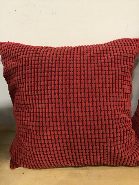 20" Brick Red Pebbled Chenille Pillow Down Filled