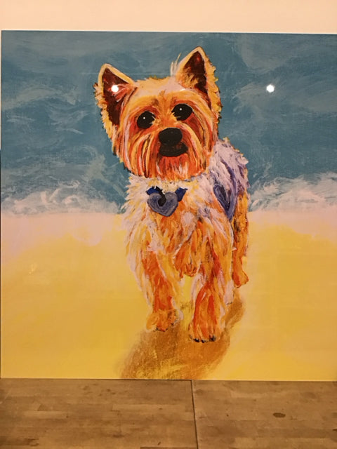 48"x48" "Guiness On The Beach" Yorkie By Amanda Anthony