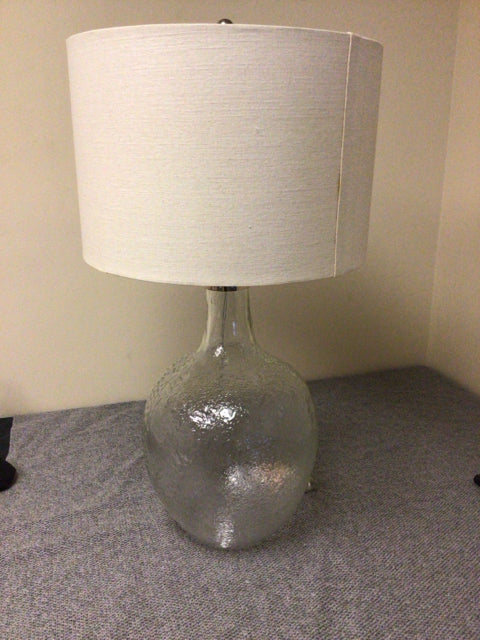 Textured Clear Glass Table Lamp W/Shade