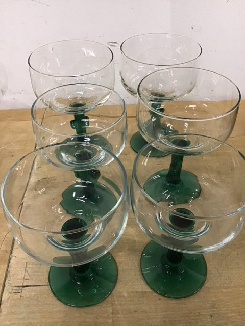 Set Of 6 Margarita Cactus Green Stem Glasses