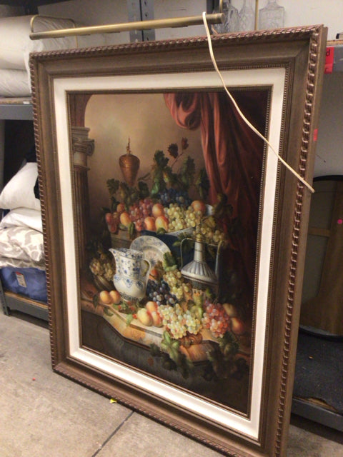48" X 59" Framed Still Life Oil Painting On Canvas