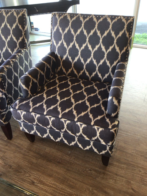 Grey & White Fabric Upholstered Arm Chair