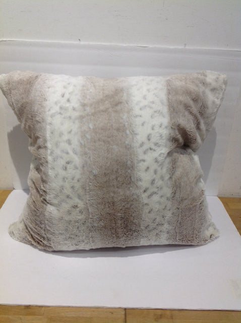 DKNY Beige/White Faux Fur Pillow