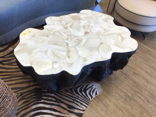 43"w 32"d 17.5"h Palecek Chloe Fossilized Clam Lava Coffee Table