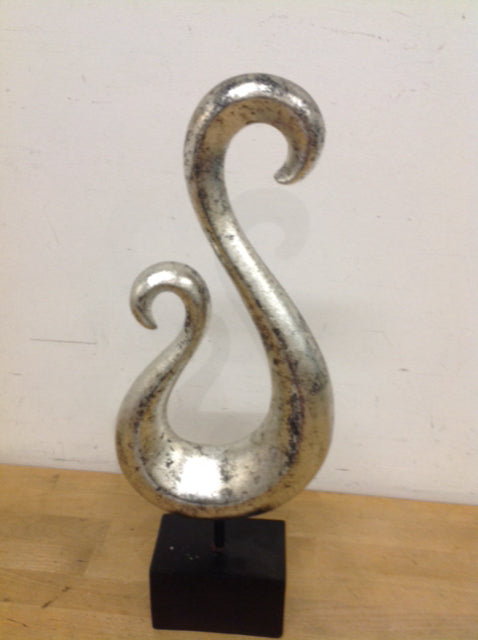 19" Resin Silver Sculpture On Stand