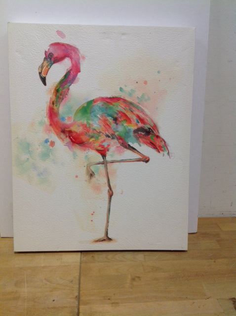 20x30 Mixed Media Flamingo Print on Canvas