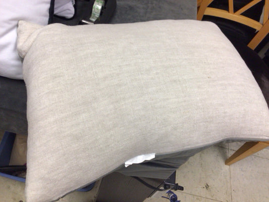 Small Beige & Gray Fabric Lumbar Pillow